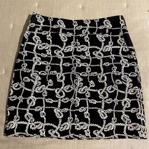 TALBOTS navy blue nautical print skirt, size 6, like new condition